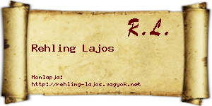 Rehling Lajos névjegykártya